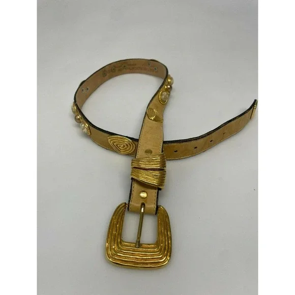 Leather rock Inc. belt Leatherock Dark Brown Belt Size M Genuine Leather Brass  main image 3